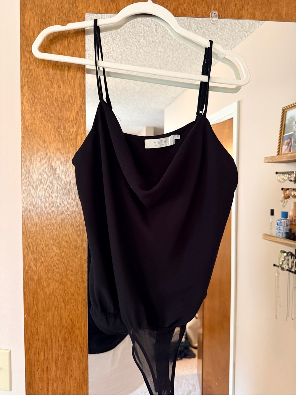 ASTR The Label Black Cowl Neck Bodysuit Size L